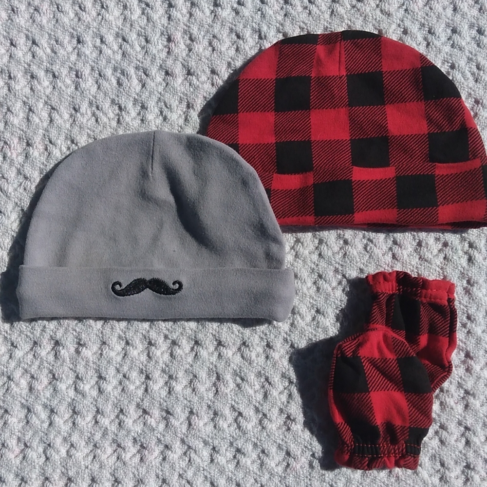 HB brand Infant Caps and Mittens Size 0-6M